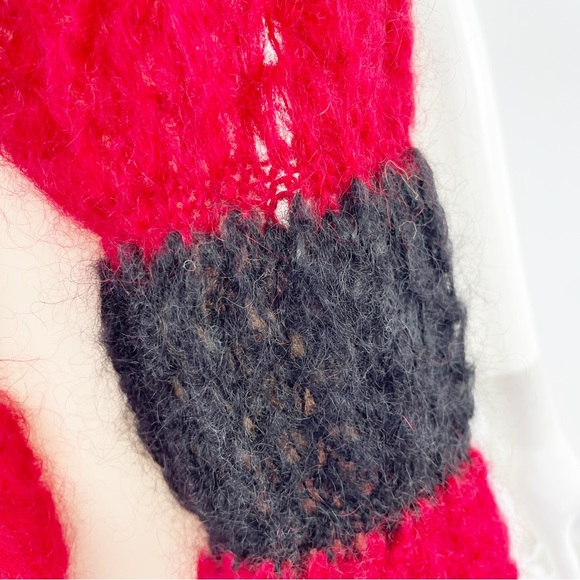 Saint Laurent Paris FW13 Red & Black Striped Knit Extra Long Scarf Mohair Wool - Picture 5 of 9